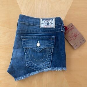 NWT True Religion Womens Jean Shorts Disco Silver Joey  Size 30